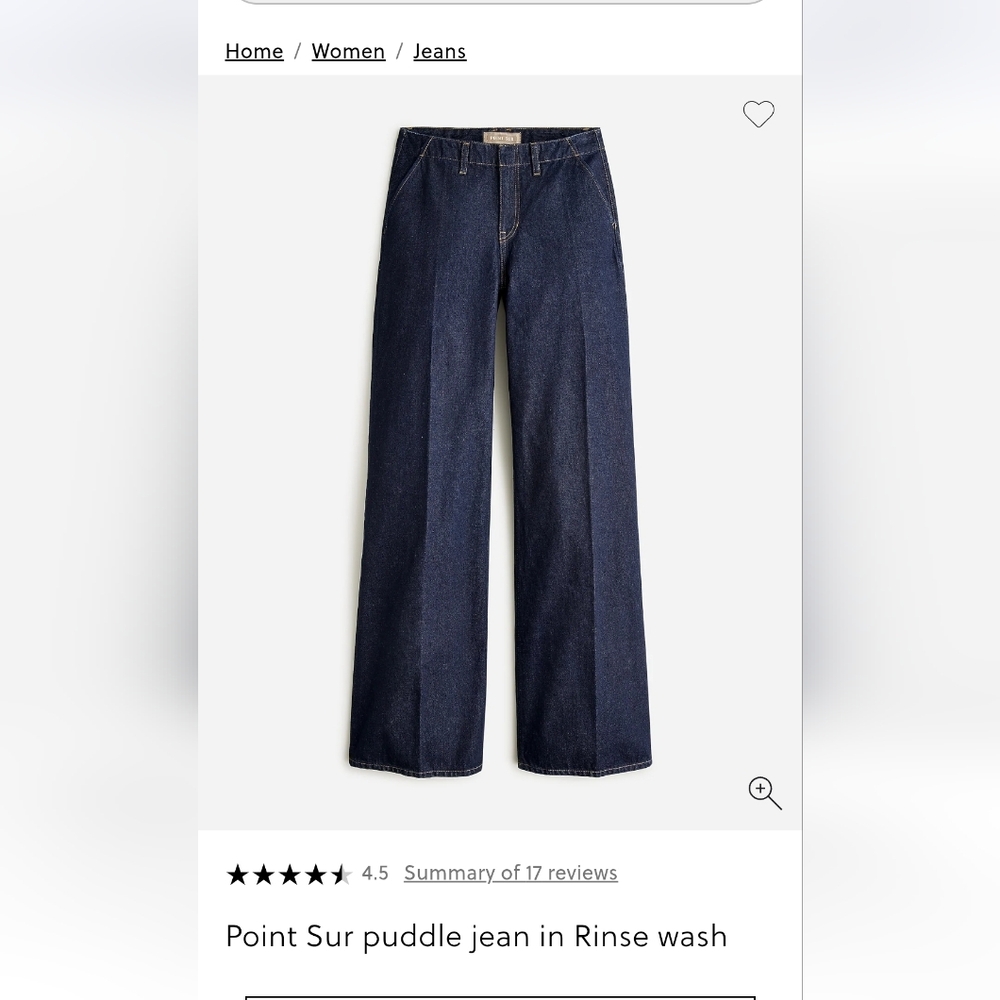 J.Crew Point Sur Puddle Jean Rince Wash
